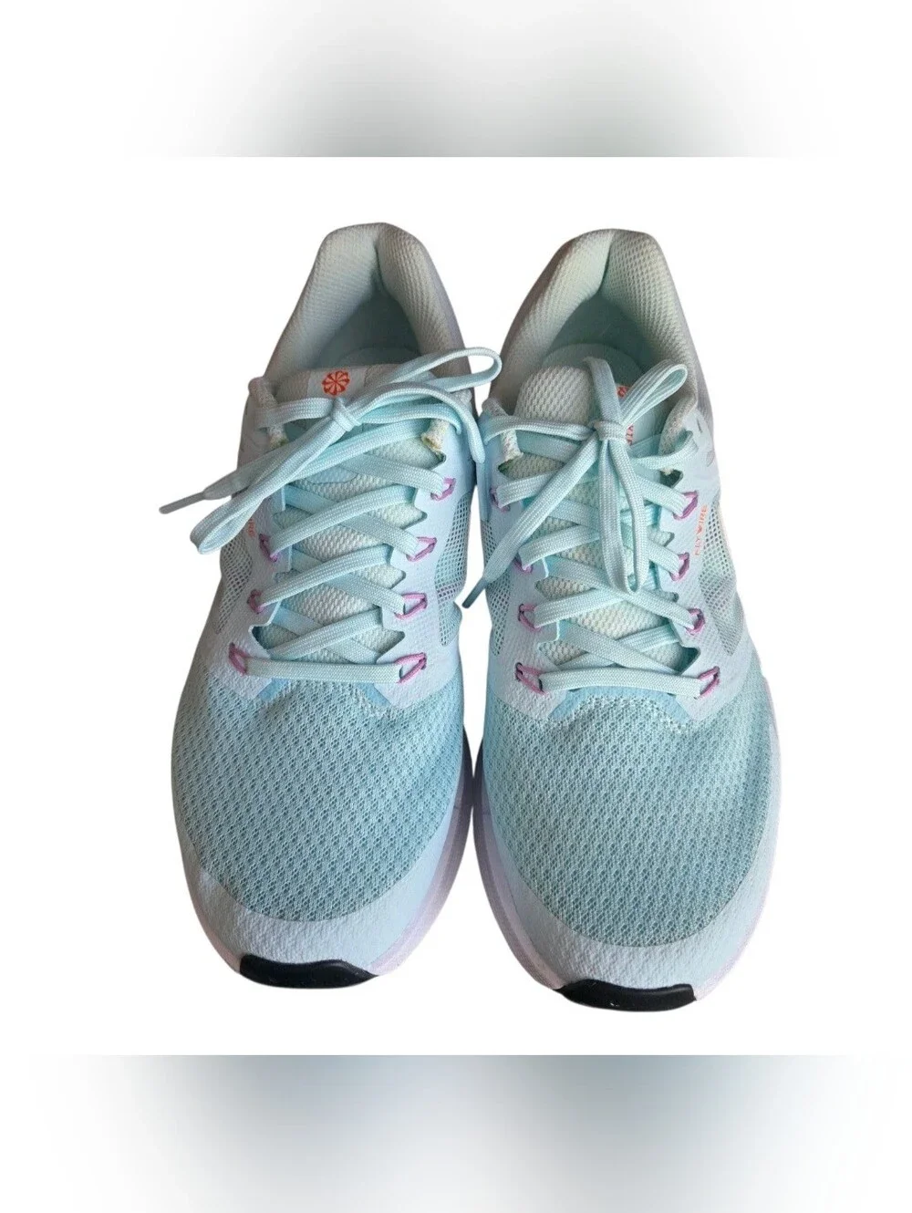 Nike Women's Light Blue Running Shoes with Orange Swoosh - Picture 3 of 7